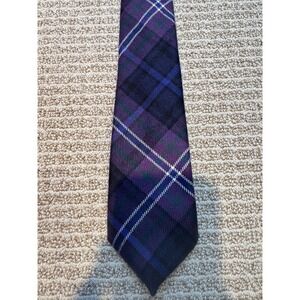 Lochcarron Scotland Wool Tie Purple Tartan Plaid Woven in Scotland Mens Necktie